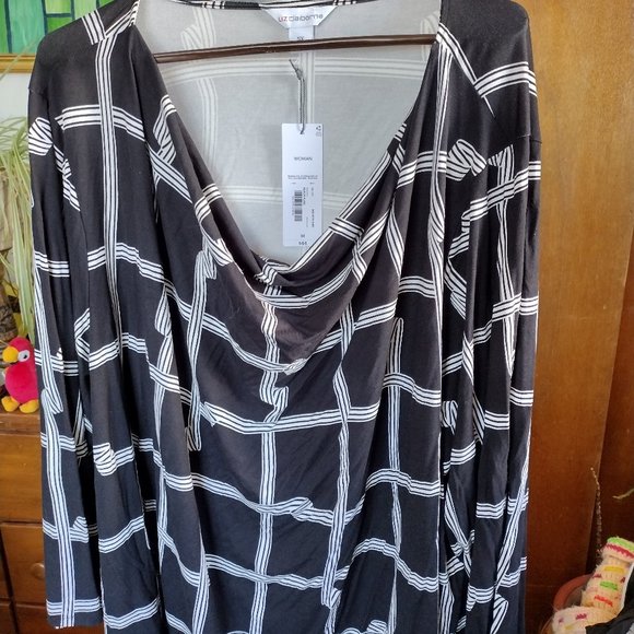 Liz Claiborne Women's Tunic Style Top Black & White NWT Sz 5x - Picture 1 of 7